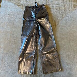 NWT SIZE 0 NASTY GAL METALLIC WIDE LEG TROUSERS